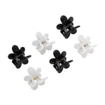 Load image into Gallery viewer, Radhu & Kabby Pack of 6 Glitter Mini Claw Clips | Black & White Flower Design Hair Accessories