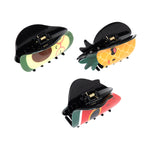 Load image into Gallery viewer, Quirky Fruit Hair Claw Clips – Pineapple, Avocado & Watermelon Set of 3