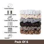 Load image into Gallery viewer, Radhu & Kabby Metallic Scrunchies for Women – Pack of 6 Glitter Hair Ties