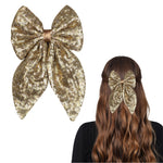 Load image into Gallery viewer, Stylish Hair Bow Clip for Women/Girls Golden Colour Set of 1