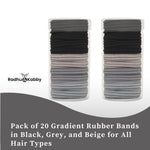 Load image into Gallery viewer, Radhu & Kabby Premium Hair Ties | Set of 20 Black & Grey | Gentle Grip, Long-Lasting & Suitable for All Hair Types