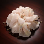 Load image into Gallery viewer, Radhu & Kabby Women’s Beige Ruffle Fabric Hair Claw Clip with Bead Tassel Detailing | Fashion Hair Accessory