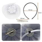 Load image into Gallery viewer, Radhu & Kabby Floral Fascinator Hat for Women | Set of 1 Classic & Stylish White Hat with Alligator Clips & Headband
