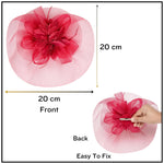 Load image into Gallery viewer, Radhu & Kabby Floral Fascinator Hat for Girls/Women | Stylish Maroon Hat with Alligator Clips & Headband | Hair Accessory for Special Occasions