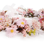 Load image into Gallery viewer, Radhu & Kabby Pink Daisy Floral Hair Tiara for Girls & Women | Artificial Flower Crown with Ribbon Tie | Elegant Hair Accessory for Weddings, Photoshoots & Parties