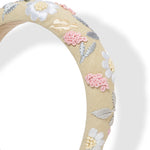 Load image into Gallery viewer, Radhu & Kabby Classic Beige Floral Embroidered Hairband for Women & Girls