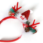 Load image into Gallery viewer, Radhu & Kabby Christmas Reindeer Headband | Festive Antlers with Santa Hat, Pinecones & Glitter Decor | Soft, Lightweight & Comfortable Hairband
