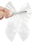 Load image into Gallery viewer, Floral Embroidered Hair Bow Clip Hair Accessories White 1 Pcs