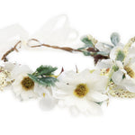 Load image into Gallery viewer, Radhu & Kabby Hair Tiara for Girls & Women | White Daisy & Green Leaf Design | Boho-Inspired Adjustable Tiara