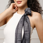 Load image into Gallery viewer, Monochrome Geometric Silk Scarf for Women | Elegant Neck Accessory