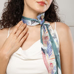 Load image into Gallery viewer, Elegant Satin Scarf for Women | Tropical Leaf & Floral Print | Soft & Stylish