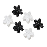 Load image into Gallery viewer, Radhu & Kabby Pack of 6 Glitter Mini Claw Clips | Black & White Flower Design Hair Accessories