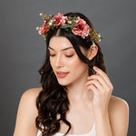 Load image into Gallery viewer, Pink Floral Tiara for Girls Adjustable Headband One Piece