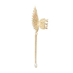 Load image into Gallery viewer, Butterfly Hair Clutcher with Pearl Chain - Golden