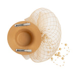Load image into Gallery viewer, Radhu & Kabby Fascinator Hat for Women | Brown Hat with Pearl Embellishments, Mesh Bow | Two Alligator Clips for Grip