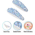 Load image into Gallery viewer, Hair Clips with Blue Embroidery For Girls & Women