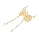 Load image into Gallery viewer, Butterfly Hair Clutcher with Pearl Chain - Golden
