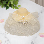 Load image into Gallery viewer, Radhu & Kabby Elegant Lemon Fascinator Hat | Pearl & Mesh Bow Hair Accessory for Girls/Women