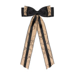 Load image into Gallery viewer, Stylish Tan & Black Hair Bows – Floral Ribbon Clips for Girls & Elegant Looks
