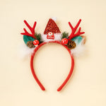 Load image into Gallery viewer, Radhu & Kabby Christmas Reindeer Headband | Festive Antlers with Santa Hat, Pinecones & Glitter Decor | Soft, Lightweight & Comfortable Hairband