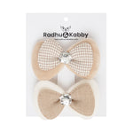 Load image into Gallery viewer, Radhu & Kabby Elegant Bow Hair Clips for Girls | Set of 2 Neutral Toned Bows with Soft Finish