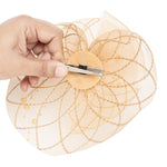 Load image into Gallery viewer, Radhu & Kabby Fascinator Hat for Girls/Women | Brown Hat with Alligator Clips & Headband | Hair Accessory for Weddings, Parties & Special Occasions