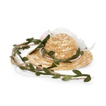 Load image into Gallery viewer, Decorative Floral Straw Hat Hair Clip with Pearl Strings & Leafy Twine Tails