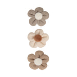 Load image into Gallery viewer, Radhu & Kabby Flower Hair Clips for Girls | Set of 3 Soft Floral Accessories in Neutral Tones