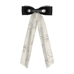 Load image into Gallery viewer, Elegant Black & White Hair Bows – Floral Print Ribbon Clips for Girls & Women