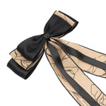 Load image into Gallery viewer, Stylish Tan & Black Hair Bows – Floral Ribbon Clips for Girls & Elegant Looks