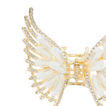 Load image into Gallery viewer, Butterfly Hair Clutcher with Pearl Chain and White Coloured Stones - Golden Finish