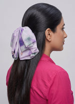 Load image into Gallery viewer, Radhu & Kabby Women’s Lavender Printed Fabric Hair Bow Claw Clip with Bead Detailing | Trendy Hair Accessory