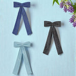 Load image into Gallery viewer, Radhu & Kabby Pack of 3 Sparkly Long Tail Hair Bows for Women & Girls