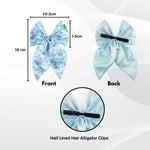 Load image into Gallery viewer, Blue Floral Satin Hair Bow Clip Trendy Hair Accessory Pack of 1