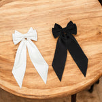 Load image into Gallery viewer, Satin Hair Bow Clips Black & White Set of 2