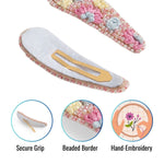 Load image into Gallery viewer, Hand Embroidered Pink Floral Hair Clip For Women 1 Pair