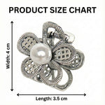 Load image into Gallery viewer, Radhu & Kabby Mini Metal Pearl Flower Hair Claw Clips | Black, Silver & Gold Pack of 3