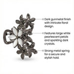 Load image into Gallery viewer, Radhu & Kabby Floral Hair Claw Clips for Girls/Women | Set of 2 Stylish Mini Clutchers | Elegant Rhinestone Embellished Design