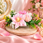Load image into Gallery viewer, Radhu & Kabby Blooming Garden Floral Hair Comb for Women | Pink Flower Hair Accessory for Bun Updo Party & Festive Hairstyles