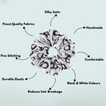 Load image into Gallery viewer, Hair Scrunchies Black & White Patterned Set of 6