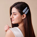 Load image into Gallery viewer, Hair Clips with Blue Embroidery For Girls & Women