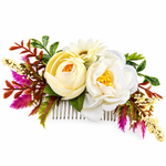 Load image into Gallery viewer, Radhu & Kabby Ivory Blossom Flower Hair Comb for Women | Elegant Floral Hair Accessory for Bun Updo Party & Festive Looks
