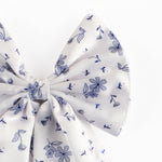 Load image into Gallery viewer, Radhu & Kabby Satin Floral White Print Hair Bow Clip For Women & Girls Set of 1