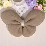 Load image into Gallery viewer, Radhu & Kabby Fabric Butterfly Hair Clips for Girls & Women | Set of 3 Elegant Neutral Soft Checkered Bows