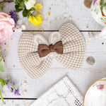 Load image into Gallery viewer, Radhu & Kabby Layered Bow Hair Clips for Girls & Women | Set of 3 Bows in Neutral Shades for Party & Daily Wear