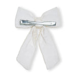 Load image into Gallery viewer, Classic White Hair Bow with Pearls – Beautiful Hair Clip for All Events