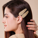 Load image into Gallery viewer, Hair Tic Tac Pins with Golden Embroidery For Girls & Women