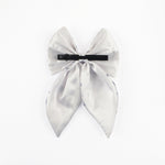 Load image into Gallery viewer, Radhu & Kabby Satin Floral White Print Hair Bow Clip For Women & Girls Set of 1