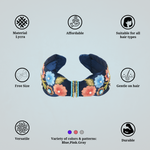 Load image into Gallery viewer, Floral Embroidered Navy Blue Headband with Beaded Pack of 1