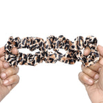 Load image into Gallery viewer, Leopard Print Satin Scrunchies & Claw Clips Combo Set for Women | Stylish Hair Pack